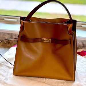 Tory Burch Like new! Lee Radziwill Double Bag camel color with gold hardware